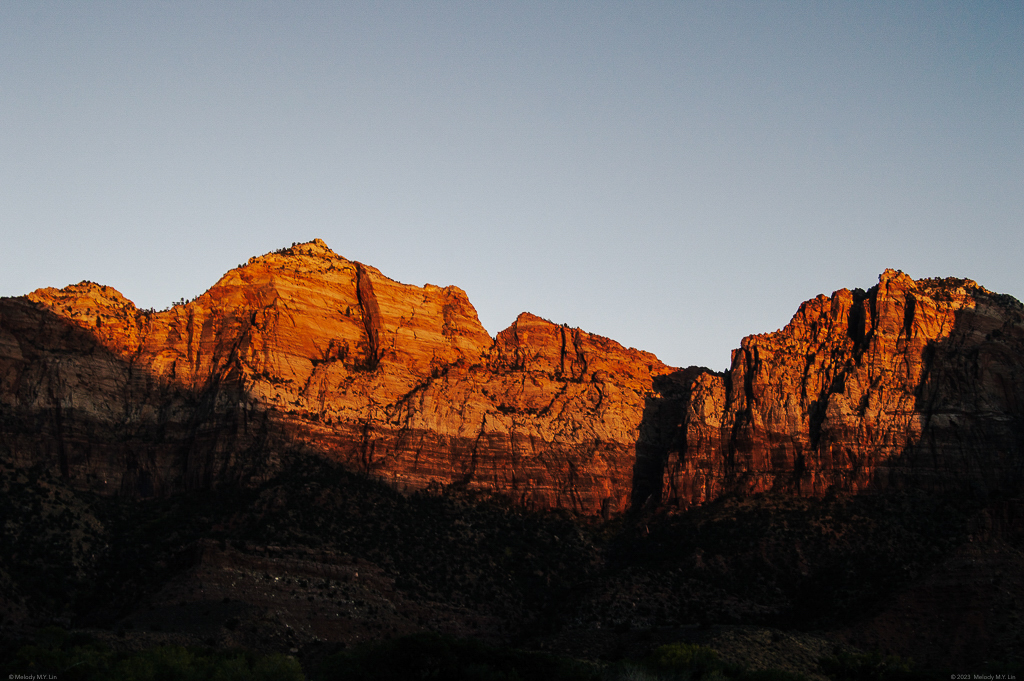 peaks of zion at sunset