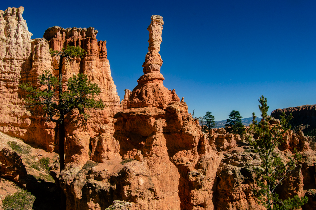 A particularly tall hoodoo stands above all others