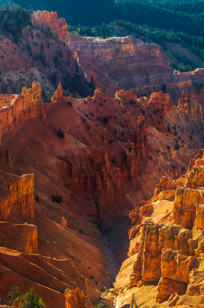 Layers of the canyons at Cedar Breaks bending to the right