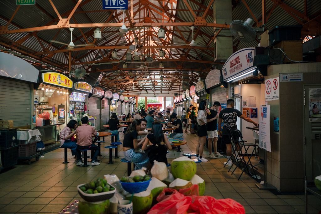 Empty seats at Maxwell Food Centre