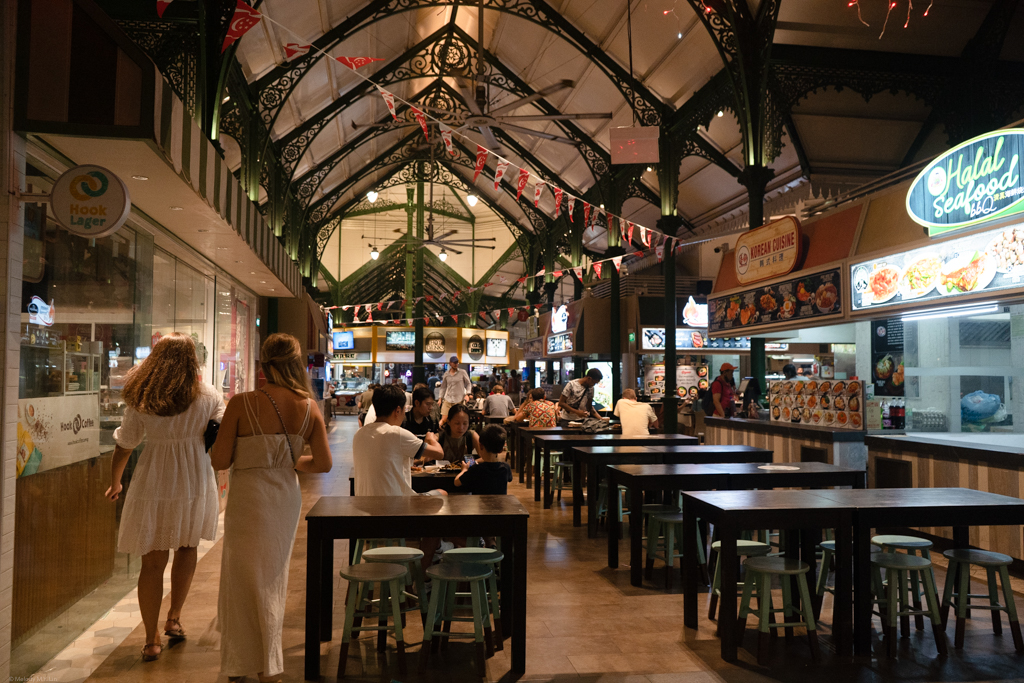 Walking through Lau Pa Sat Hawker Centre