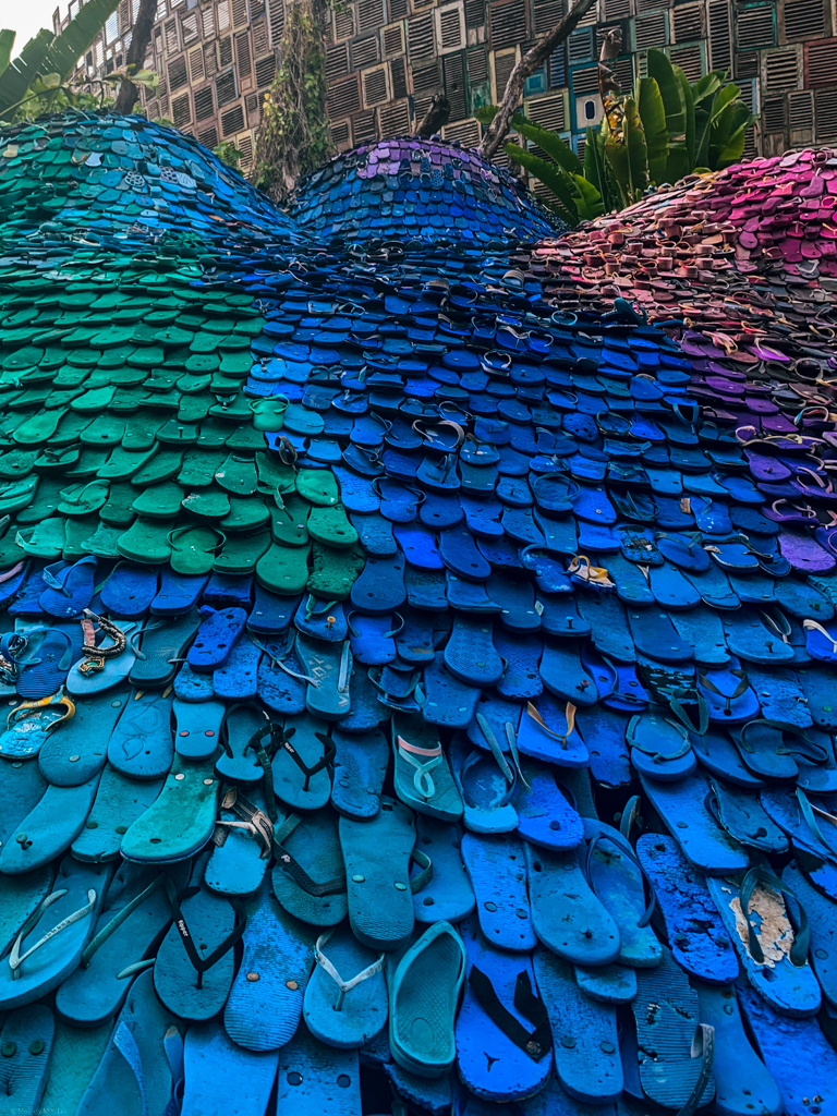 A mountain of recycled beach sandals