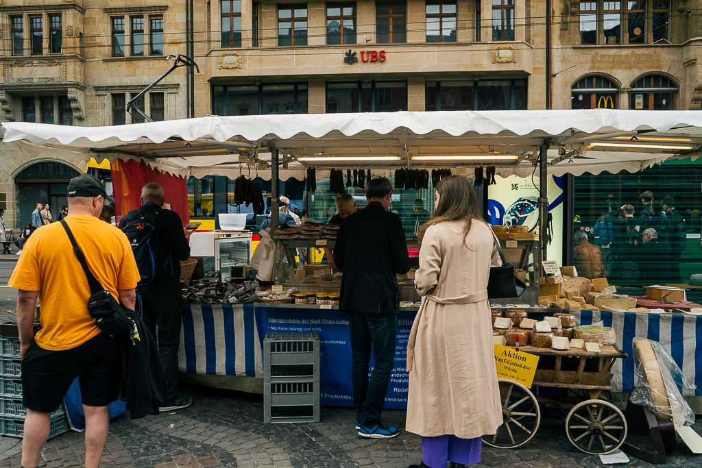 A cheese stand in the town square