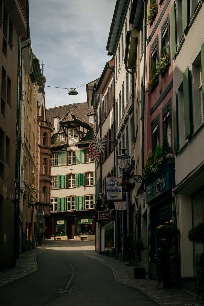 Looking down one of the small side streets