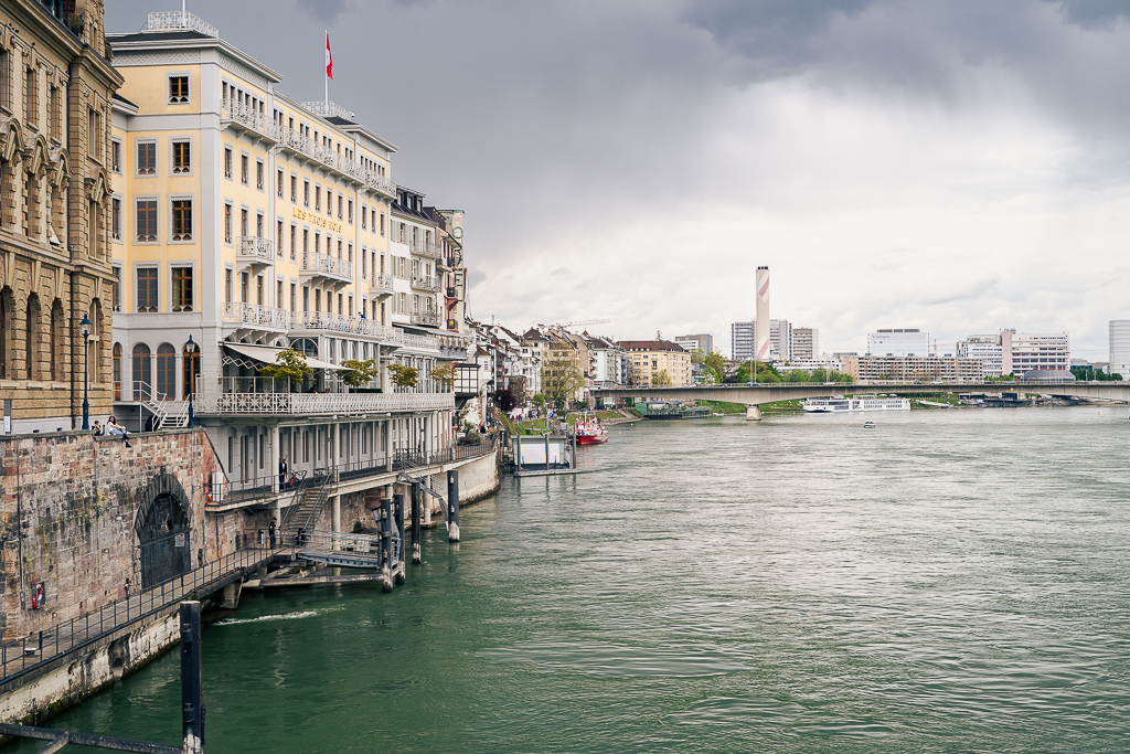 Walking across the Mittlere Brücke on Rhine River