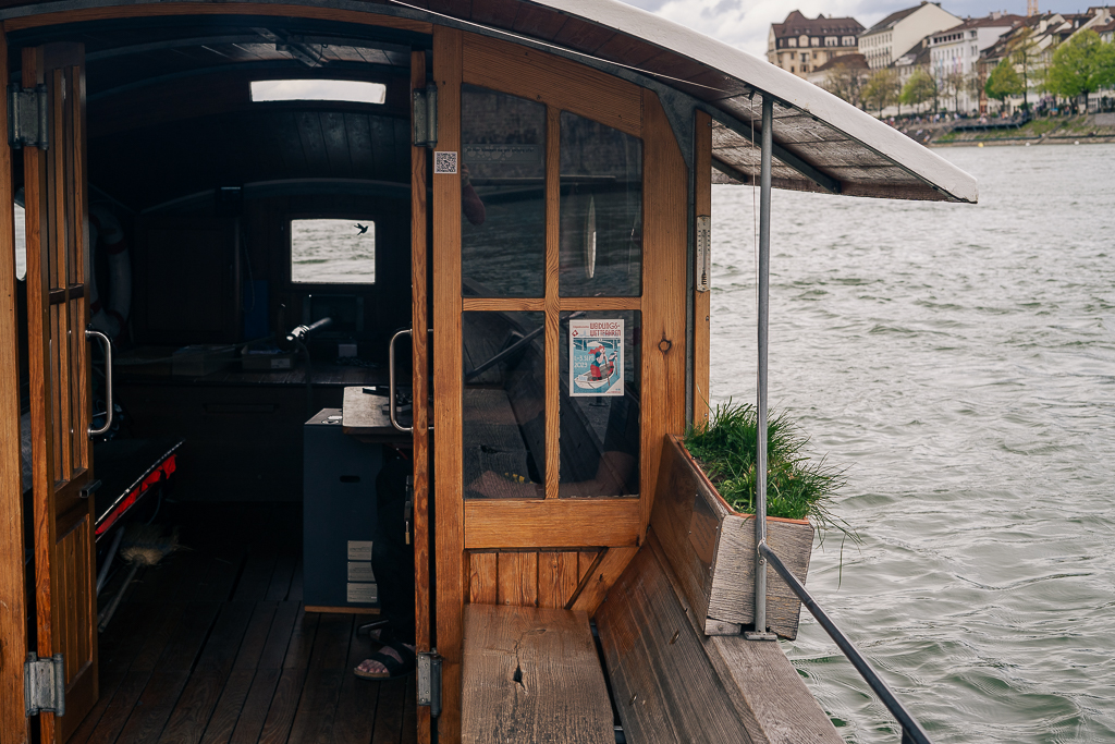 The wooden ferry we took across the river