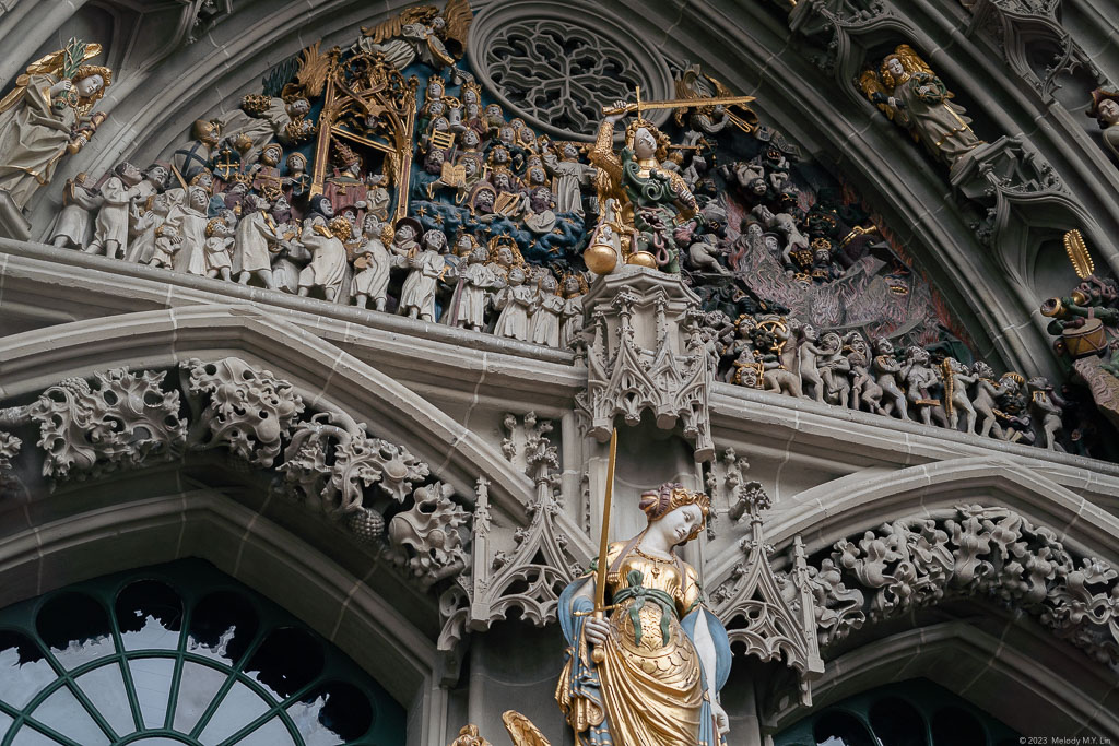 Intricately carved figures out of the sandstone