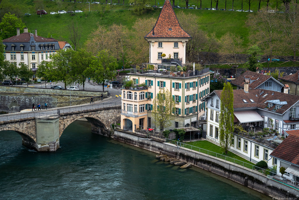 A pretty hotel with a rooftop deck by the river