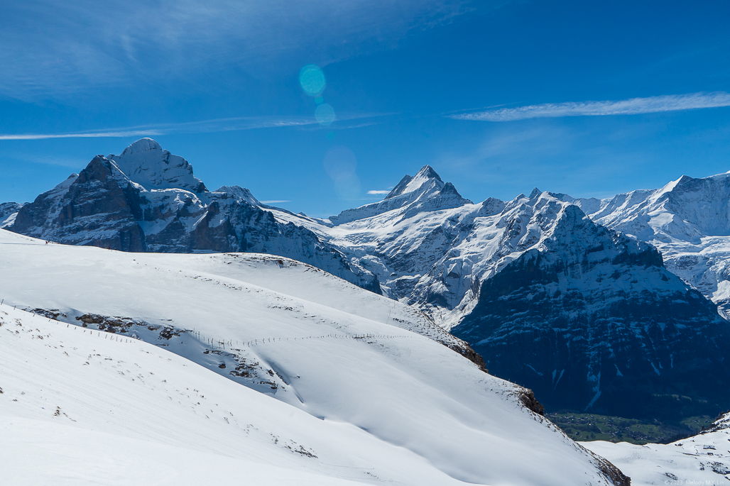 View of Schreckhorn and Wetterhorn peaks