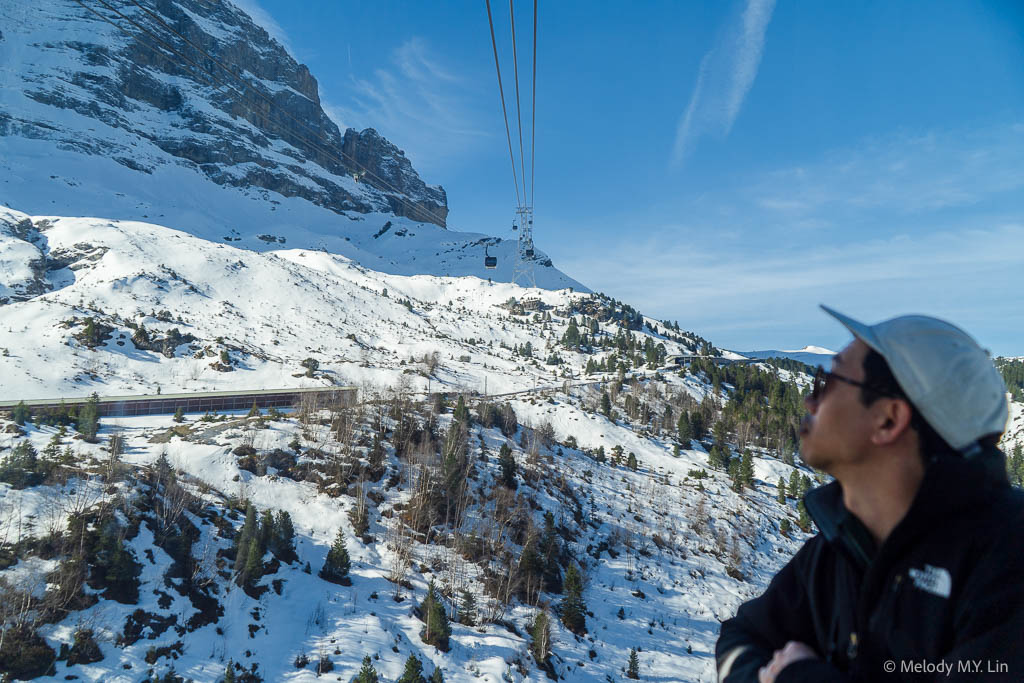 D looking up at the north face of the Eiger