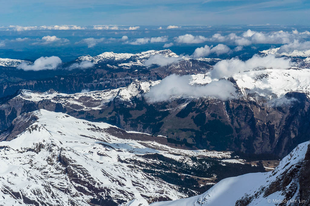 A closer view of the mountain ranges in the distance