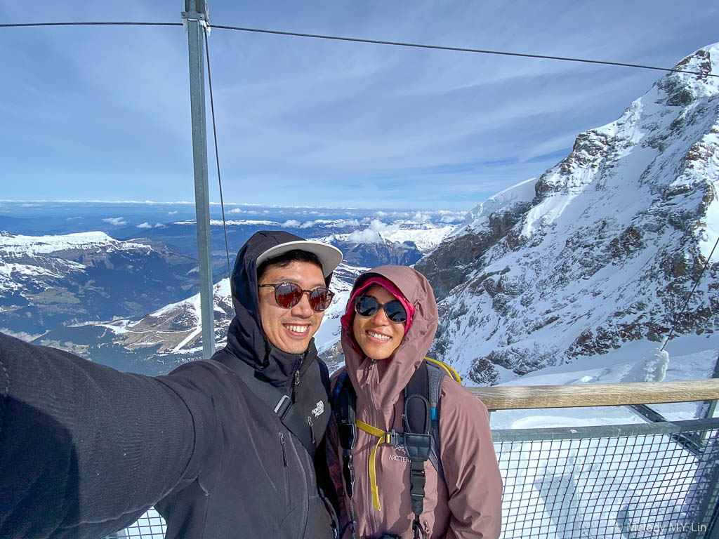 D and I with Grindelwald and the Interlaken region behind