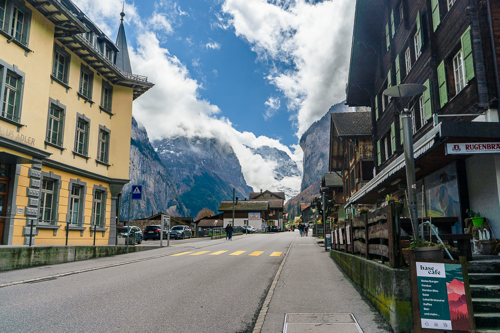 Lauterbrunnen village, with towering mountains the background