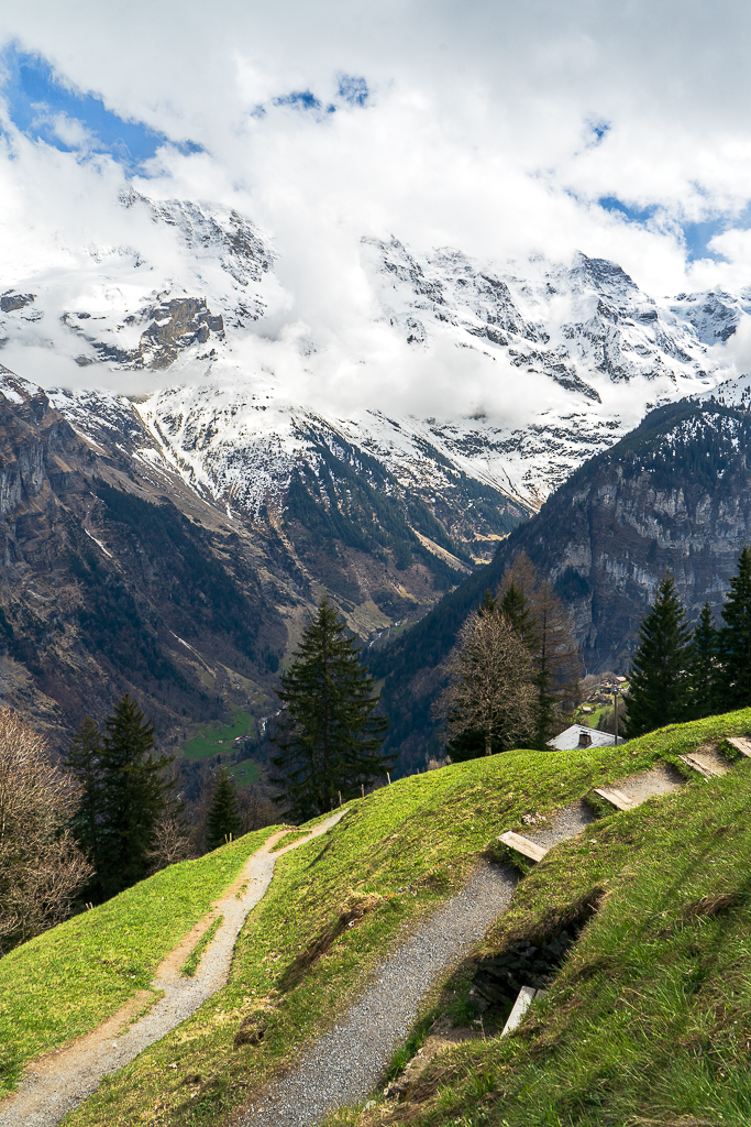 View of the switchbacks to Gimmelwald