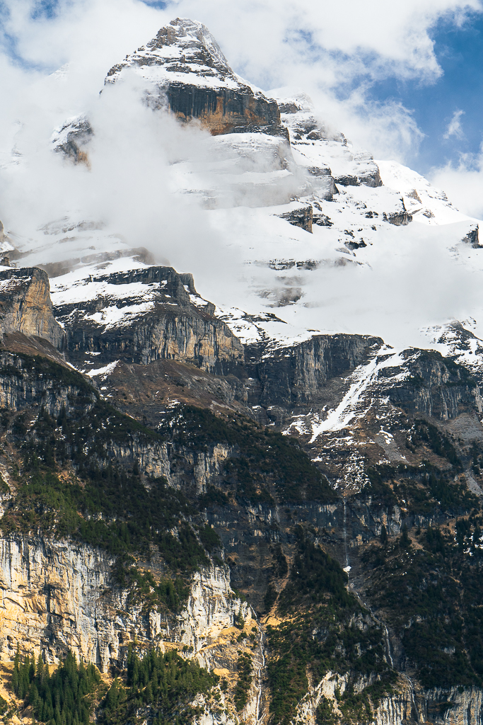 Jungfrau with waterfalls