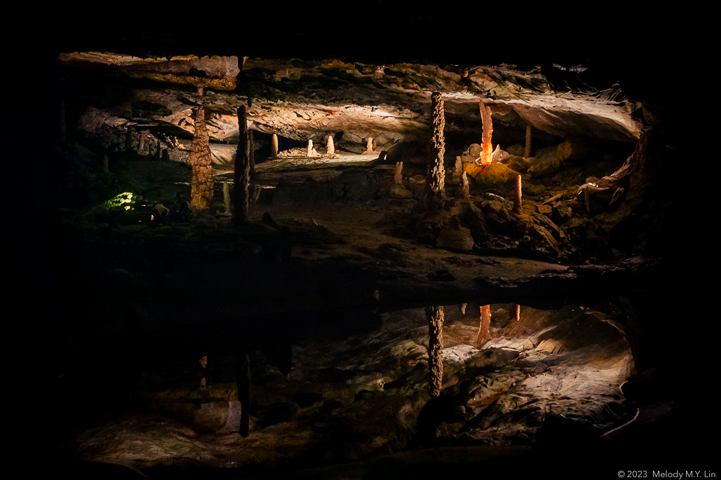 A chamber with multiple stalagmites