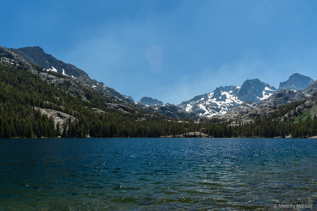 Mt. Ritter peaking over the mountain ridges