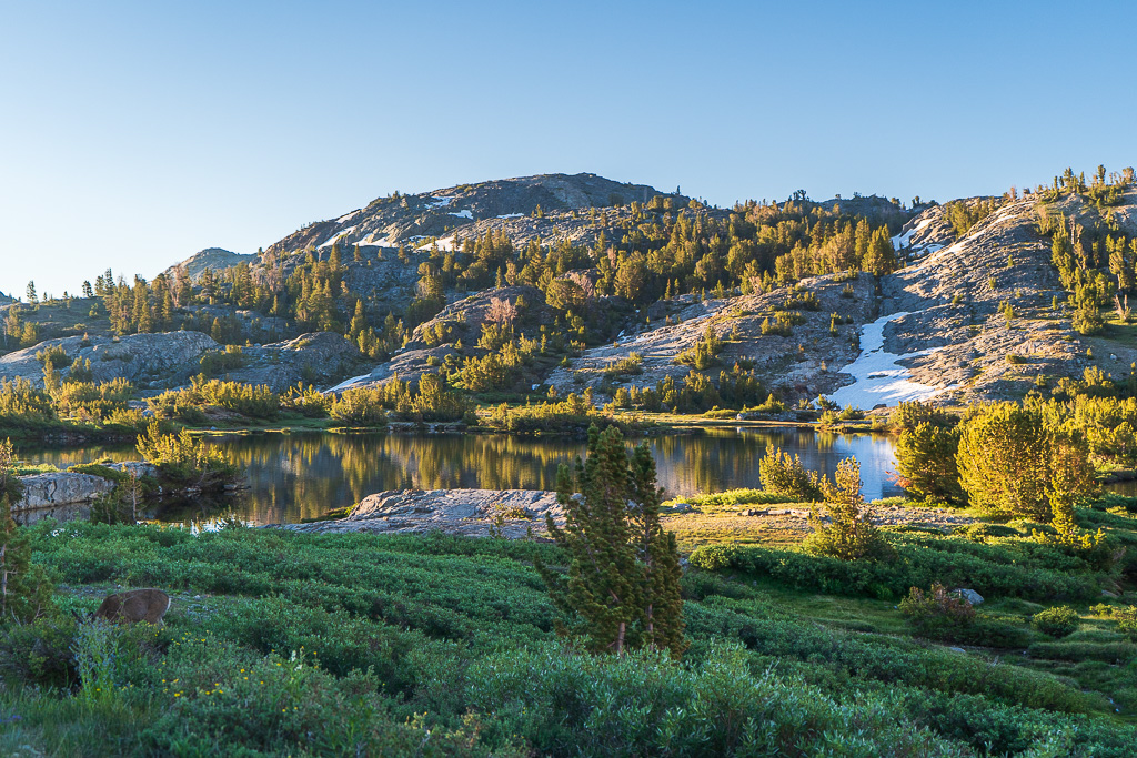 Light hitting the mountain slopes on the southern shore.