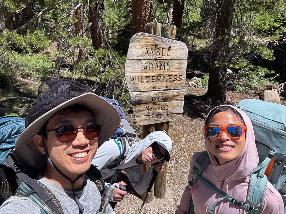 Selfie in front of the Ansel Adams Wilderness sign