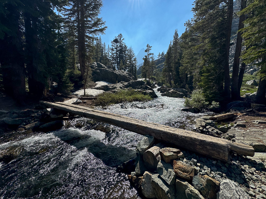 A river crossing via log